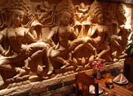 Wall carving in the Thai Cottage Berkhamsted.